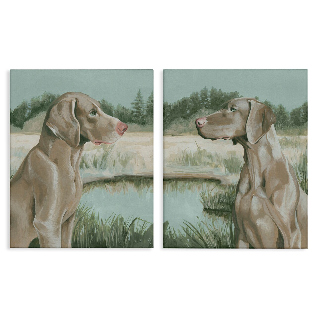 Stupell Industries Weimaraner Dog by Marsh 2 pc Canvas Wall Art Set Design by Grace Popp